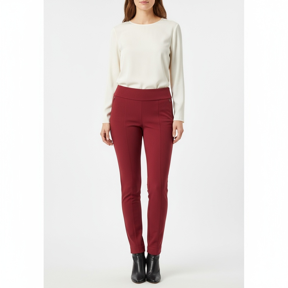 White House Black Market‎ Womens 10 Burgundy Skinny Side Zip Slimming Pants